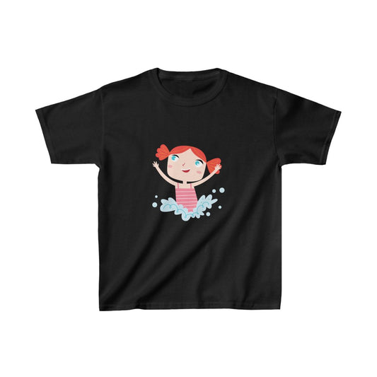 Cartoon Girl Playing in the Water - Kids Heavy Cotton™ Tee