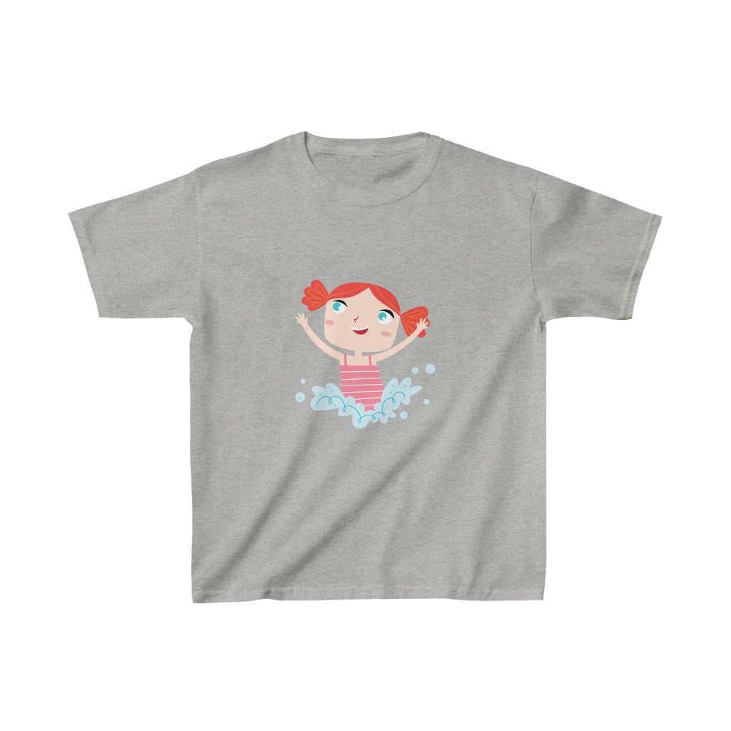 Cartoon Girl Playing in the Water - Kids Heavy Cotton™ Tee