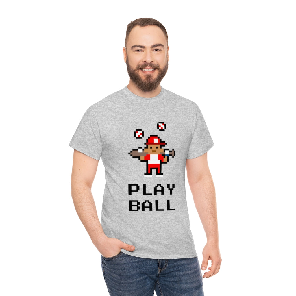 Baseball Retro 8-bit Play Ball - Unisex Cotton Tee