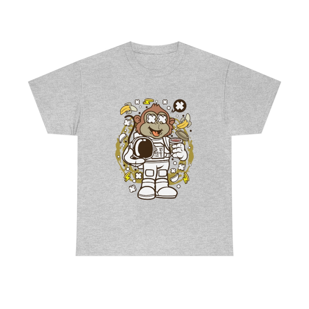 Cartoon Mad Monkey Astronaut - Unisex Heavy Cotton Tee