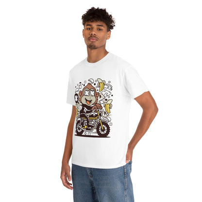 Cartoon Mad Monkey Motocrosser - Unisex Heavy Cotton Tee