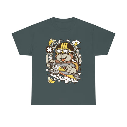 Cartoon Mad Monkey Pilot - Unisex Heavy Cotton Tee