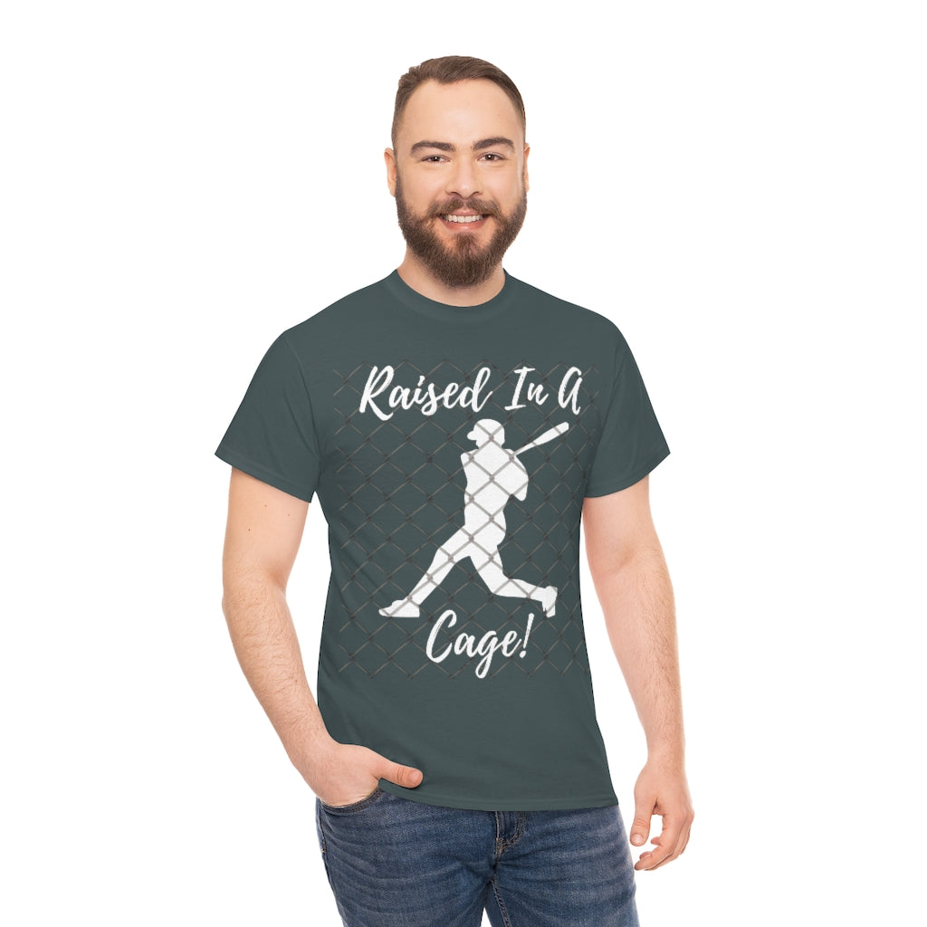 Baseball - Raised in a Cage - Unisex Cotton Tee