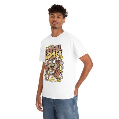 Cartoon Mad Monkey Cereal - Unisex Heavy Cotton Tee