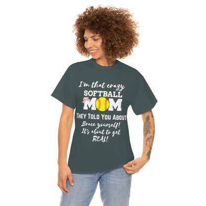 Crazy Softball MOM - Unisex Cotton Tee