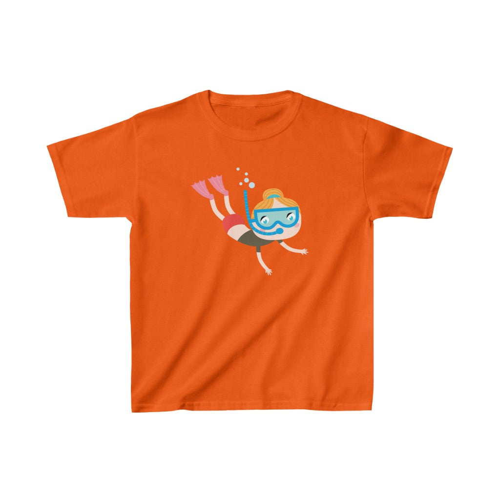 Cartoon Kid Snorkelling - Kids Heavy Cotton™ Tee