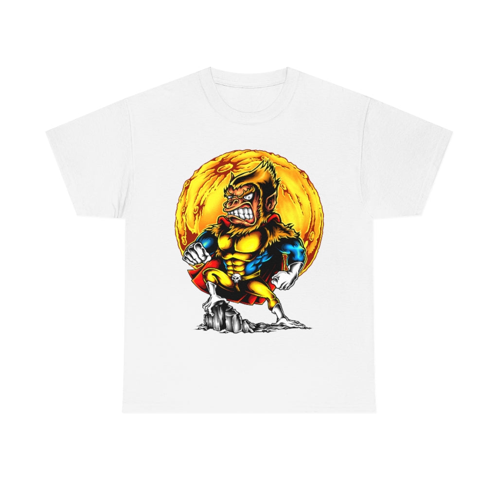 Cartoon Art - Manic Moon Ape - Unisex Heavy Cotton Tee