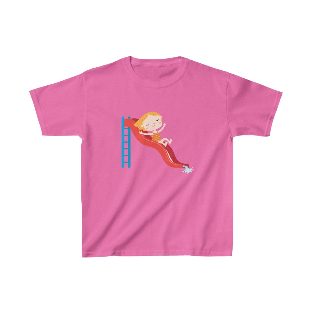 Cartoon Girl on Waterslide - Kids Heavy Cotton™ Tee