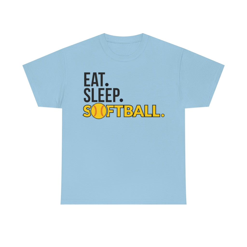 Eat Sleep Softball - Ball motif - Unisex Heavy Cotton Tee