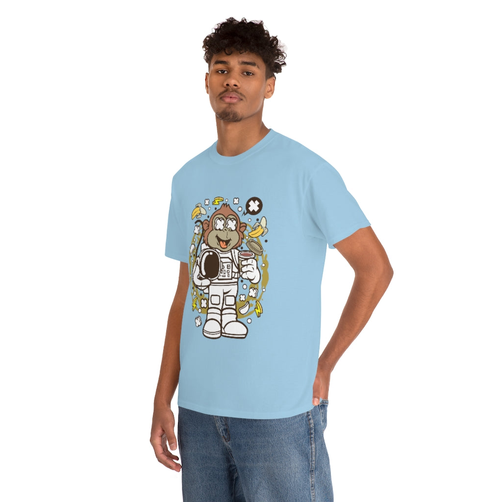 Cartoon Mad Monkey Astronaut - Unisex Heavy Cotton Tee