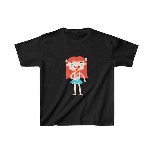 Cartoon Girl with Popsicle - Kids Heavy Cotton™ Tee