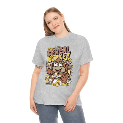 Cartoon Mad Monkey Cereal - Unisex Heavy Cotton Tee