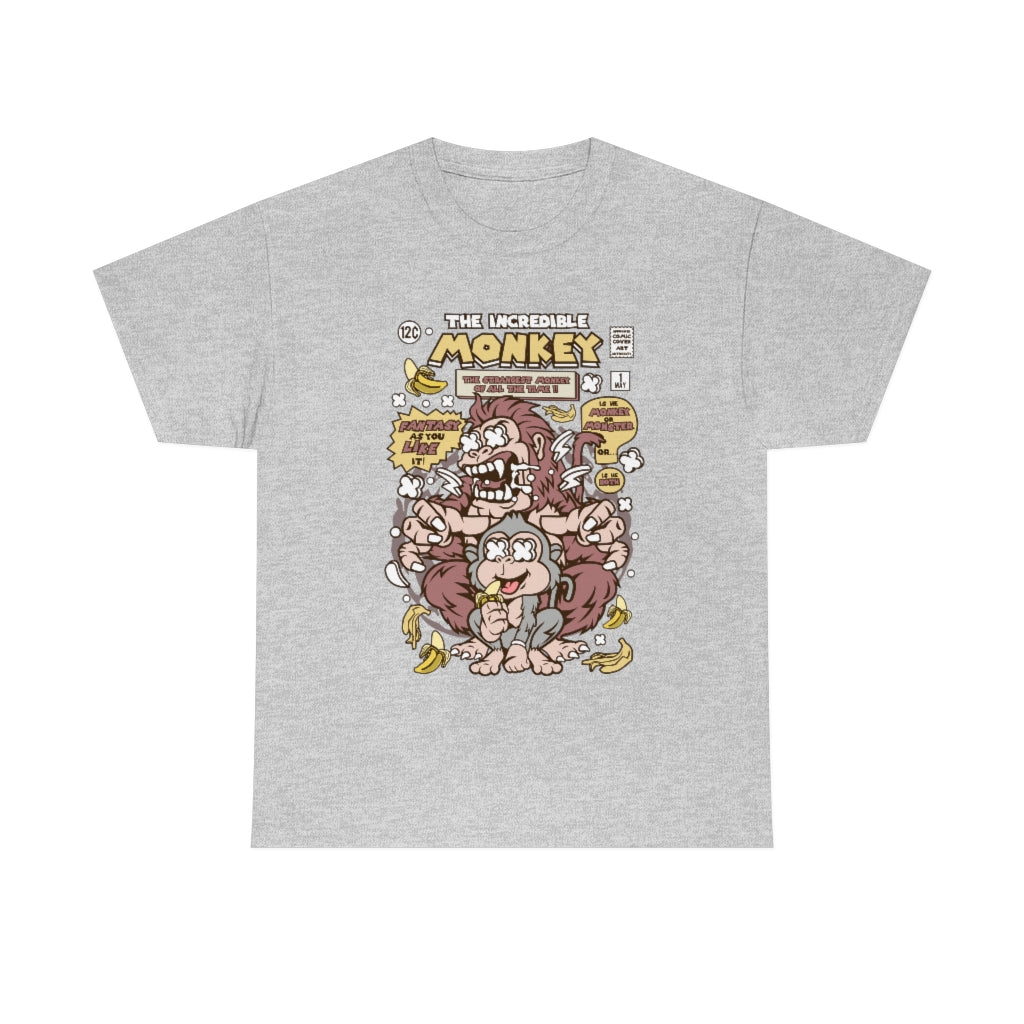 Cartoon Mad Monkey Comic Book Cover - Unisex Heavy Cotton Tee