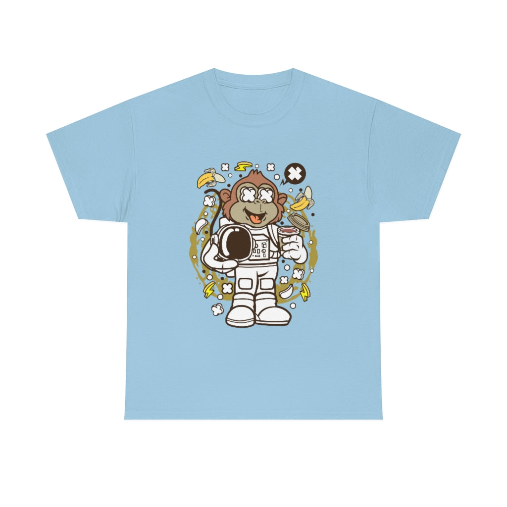 Cartoon Mad Monkey Astronaut - Unisex Heavy Cotton Tee