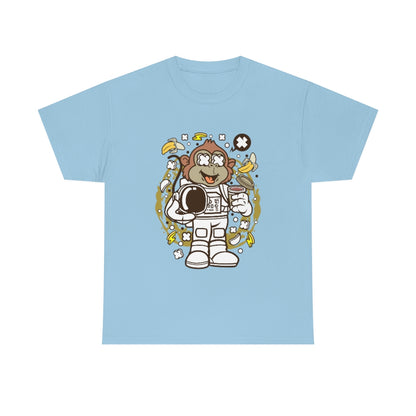 Cartoon Mad Monkey Astronaut - Unisex Heavy Cotton Tee