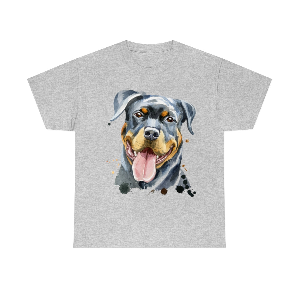 Rottweiller Dog Portrait - Water color - Unisex Heavy Cotton Tee