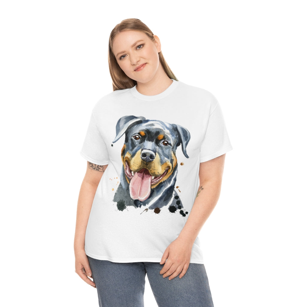 Rottweiller Dog Portrait - Water color - Unisex Heavy Cotton Tee