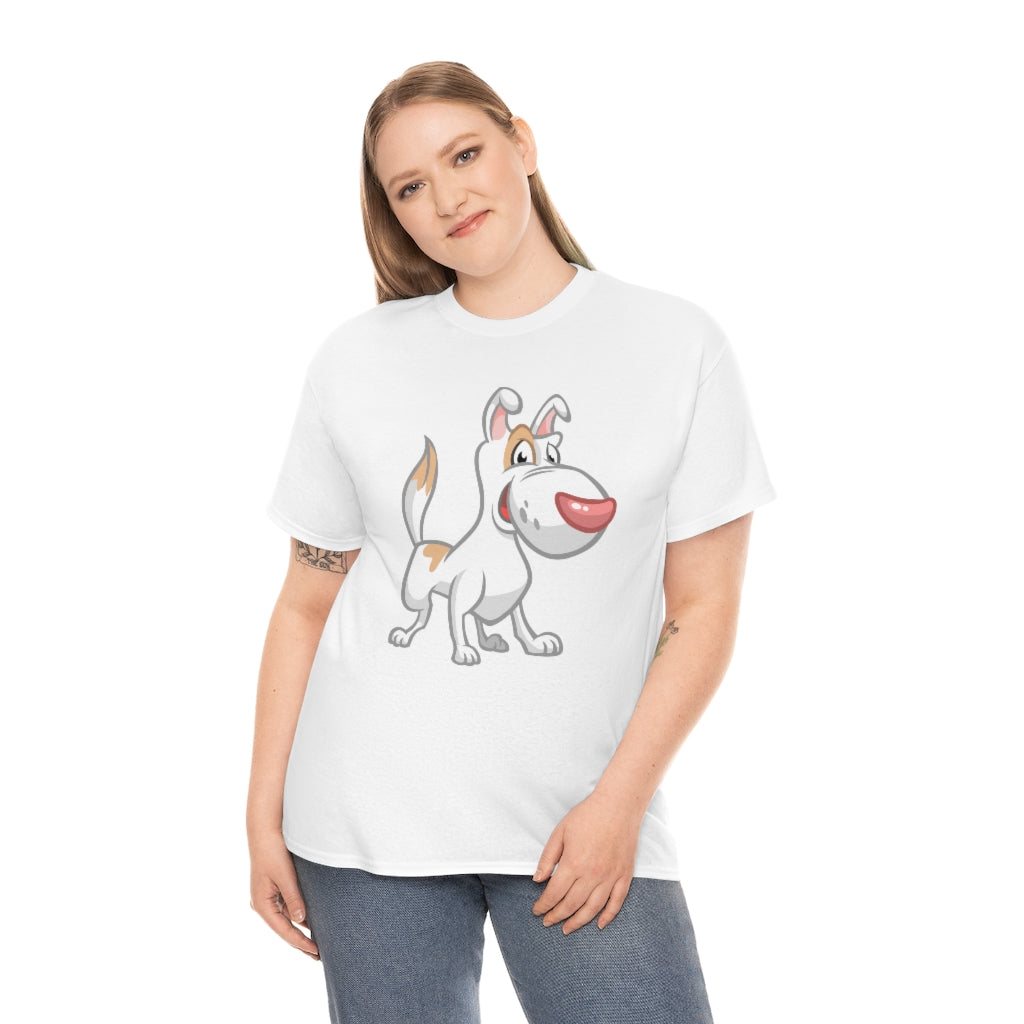 Cartoon Dog White with eye-patch - Unisex Heavy Cotton Tee