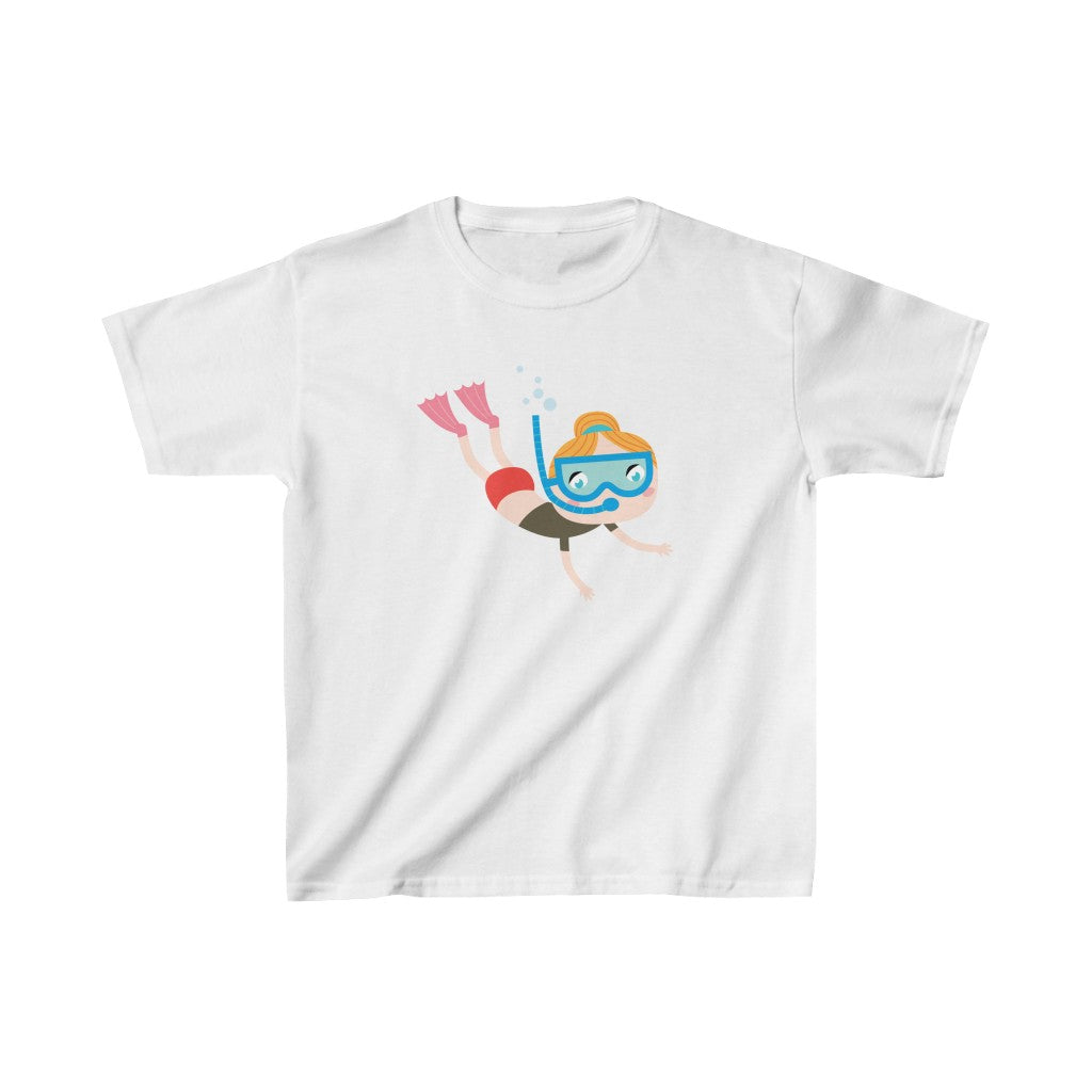 Cartoon Kid Snorkelling - Kids Heavy Cotton™ Tee