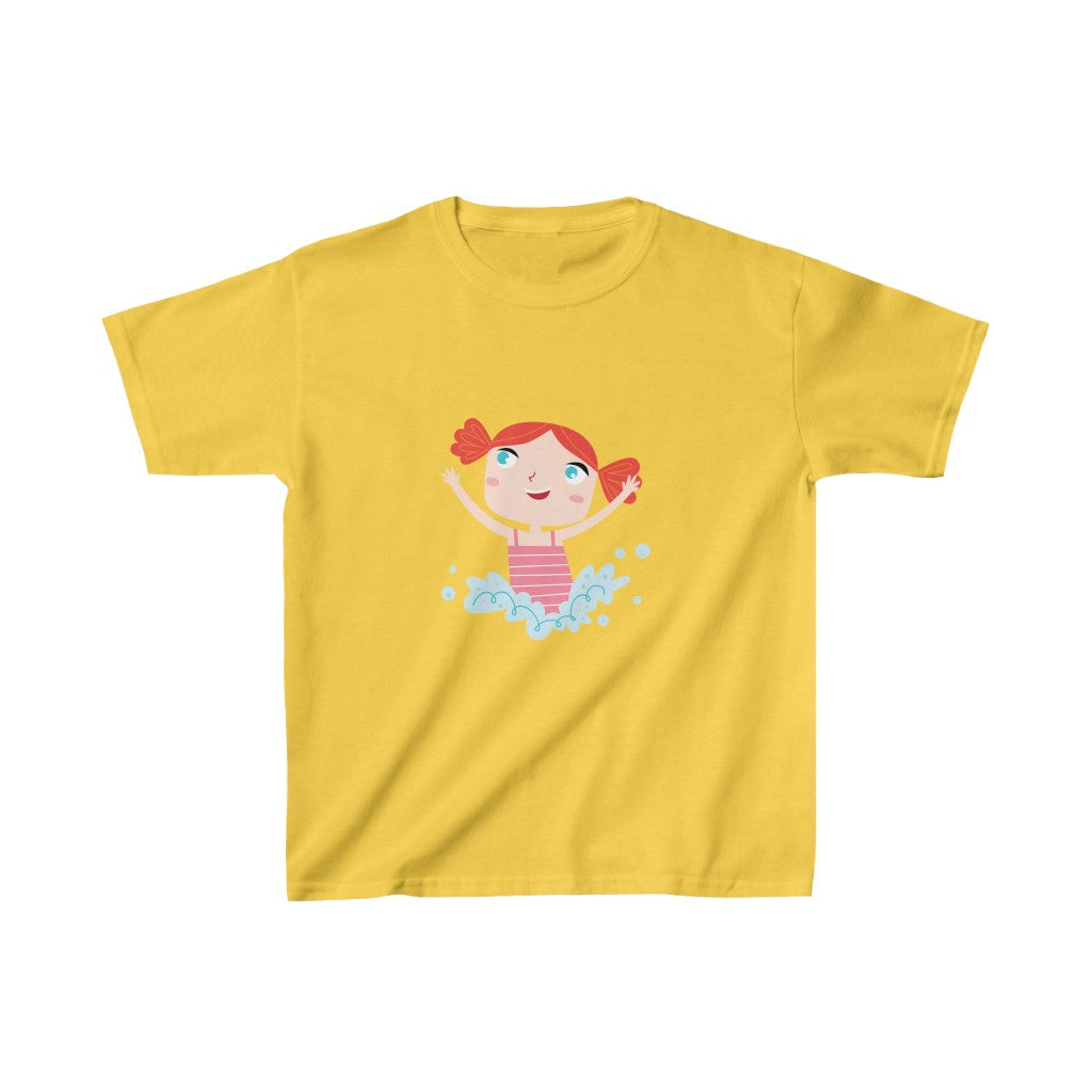 Cartoon Girl Playing in the Water - Kids Heavy Cotton™ Tee