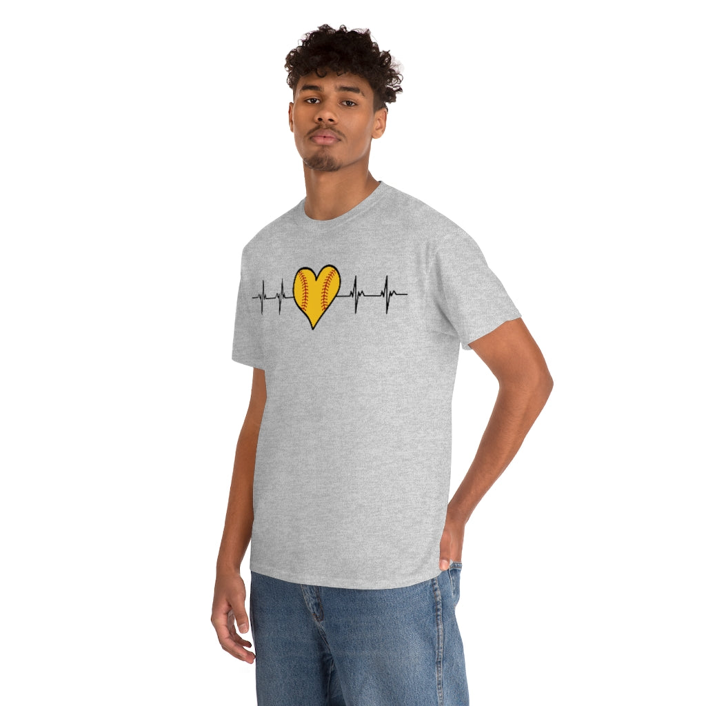 Softball Heartbeat - Unisex Cotton Tee