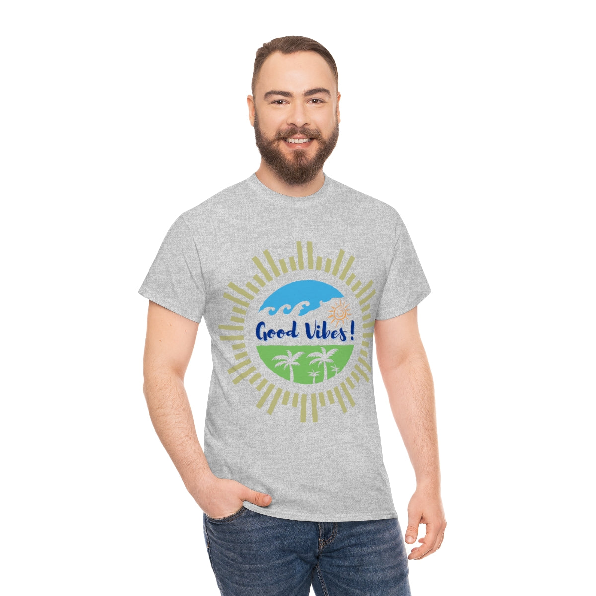 Good Vibes Summer Surf - Unisex Heavy Cotton Tee