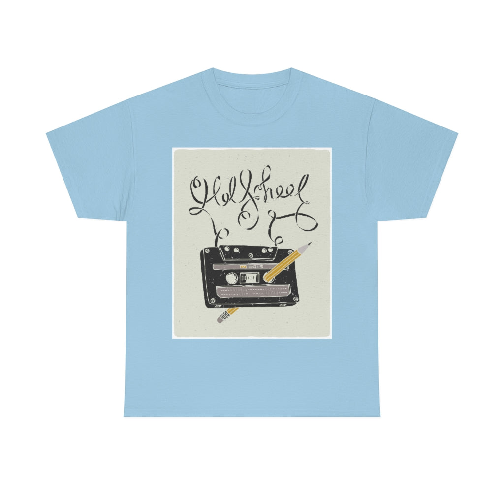 Retro - Old School Cassette Tape and Pencil - Unisex Heavy Cotton Tee