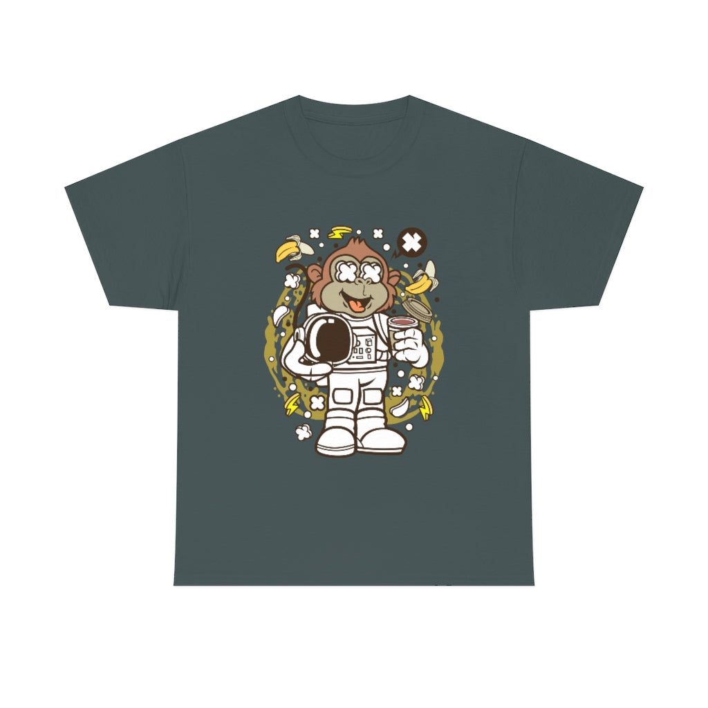 Cartoon Mad Monkey Astronaut - Unisex Heavy Cotton Tee