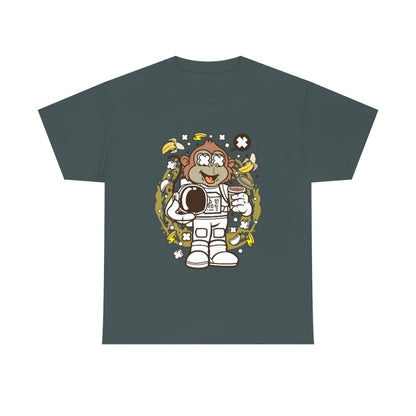 Cartoon Mad Monkey Astronaut - Unisex Heavy Cotton Tee