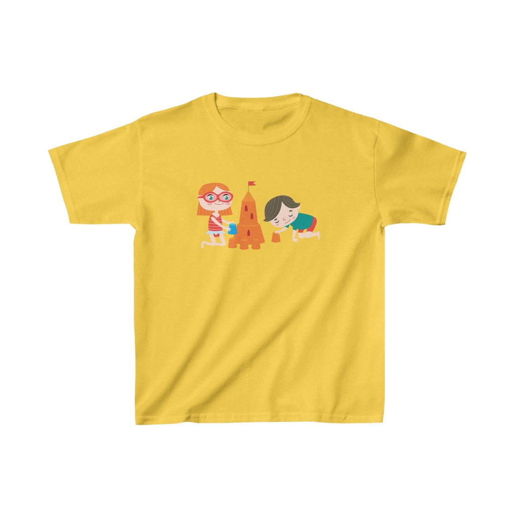 Cartoon Kids & Sandcastle - Kids Heavy Cotton™ Tee