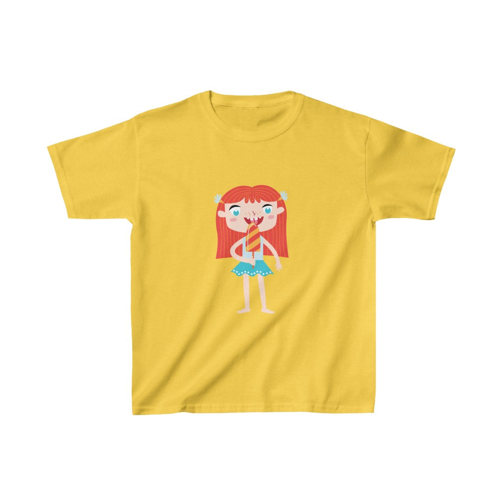 Cartoon Girl with Popsicle - Kids Heavy Cotton™ Tee