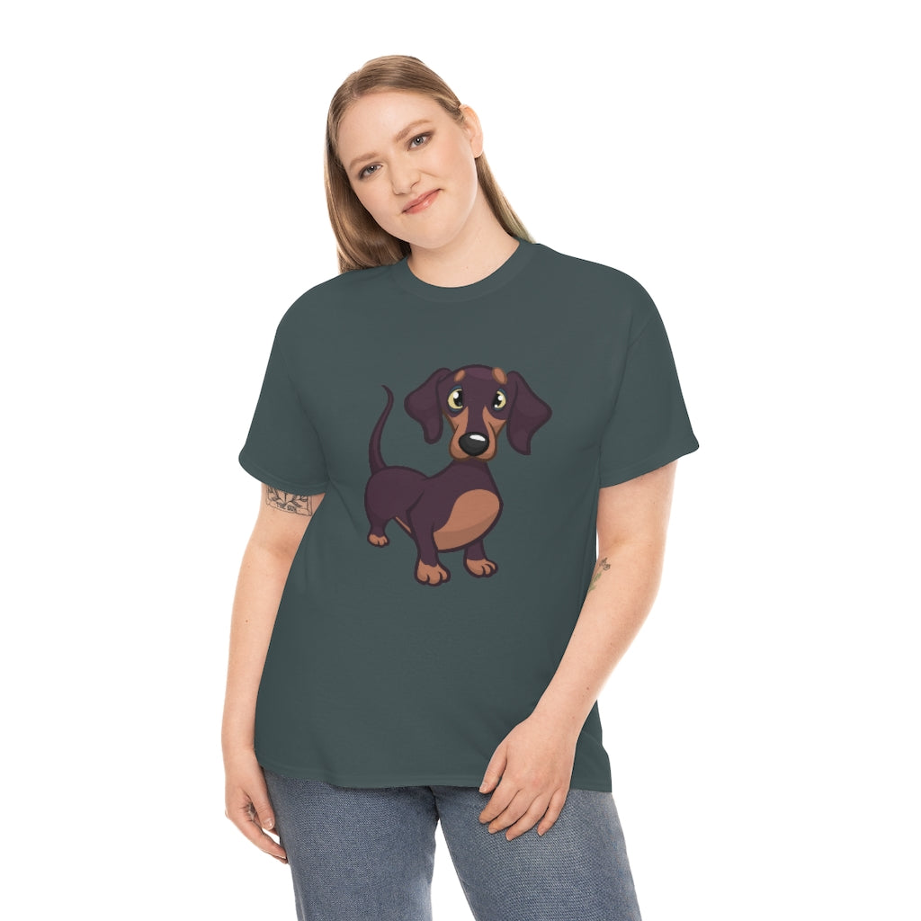 Cartoon Dog Puppy - Daschund - Unisex Heavy Cotton Tee