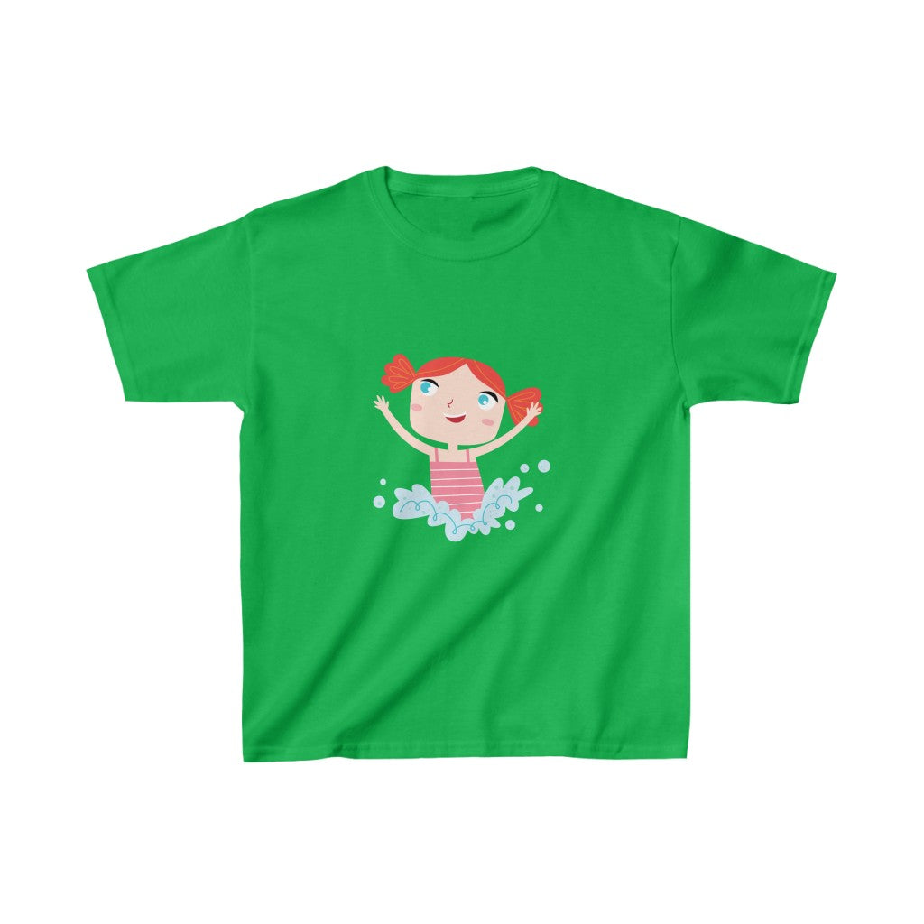 Cartoon Girl Playing in the Water - Kids Heavy Cotton™ Tee