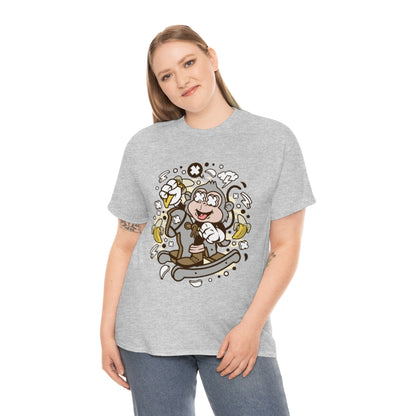 Cartoon Mad Monkey Rocking Horse - Unisex Heavy Cotton Tee