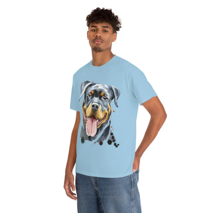 Rottweiller Dog Portrait - Water color - Unisex Heavy Cotton Tee