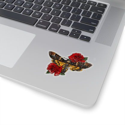 Distressed Moth & Roses Tattoo Art Motif- Kiss-Cut Stickers