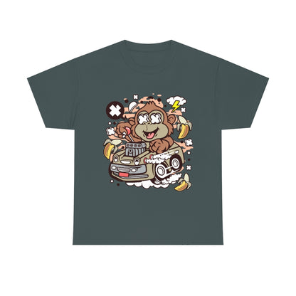 Cartoon Mad Monkey Hotrod - Unisex Heavy Cotton Tee