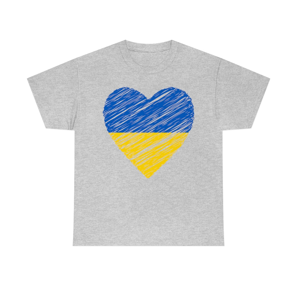 Blue and Yellow Heart - Unisex Heavy Cotton Tee