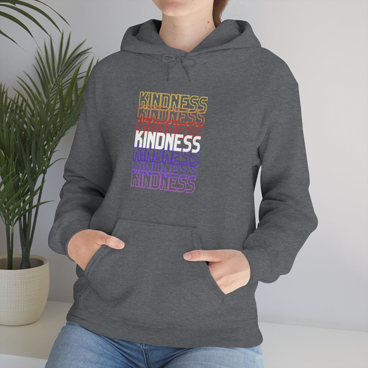 Kindness Repeating Rainbow - Rainbow -Unisex Heavy Blend™ Hooded Sweatshirt