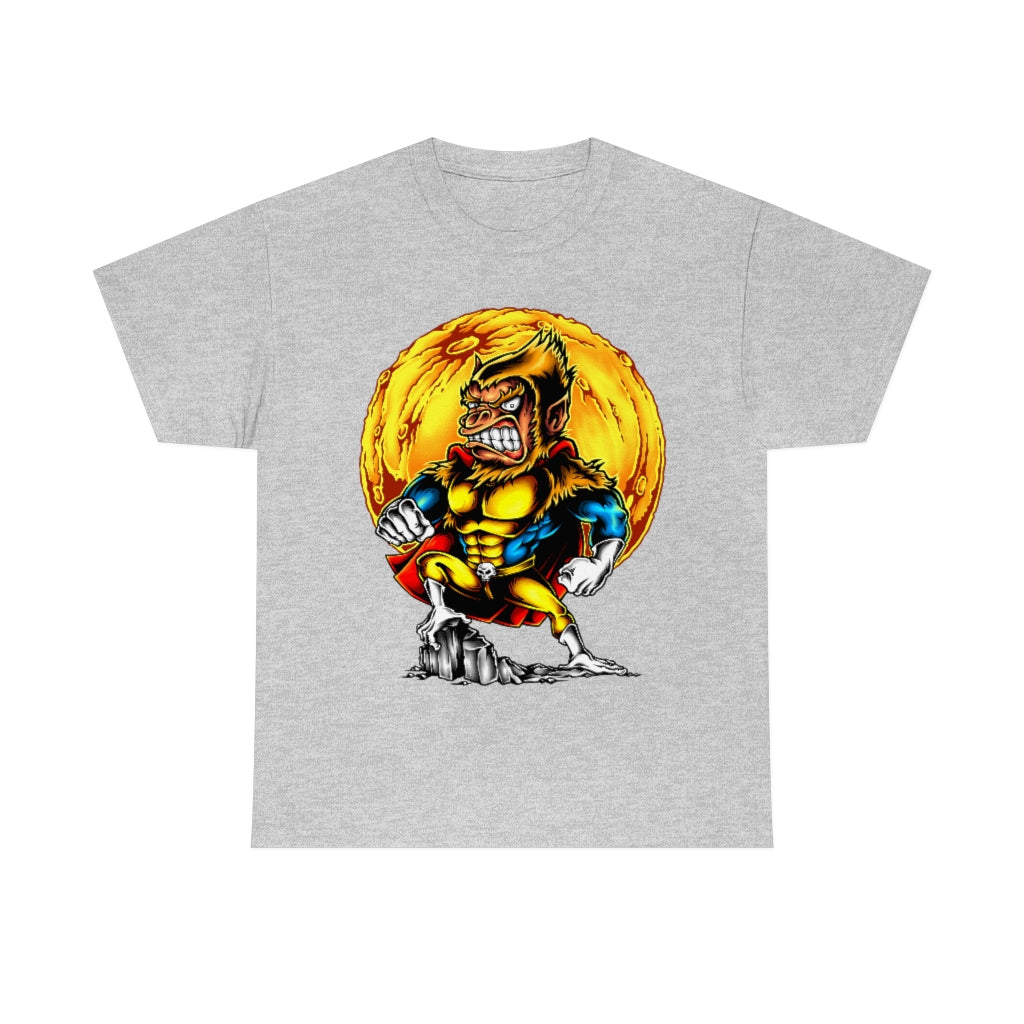 Cartoon Art - Manic Moon Ape - Unisex Heavy Cotton Tee