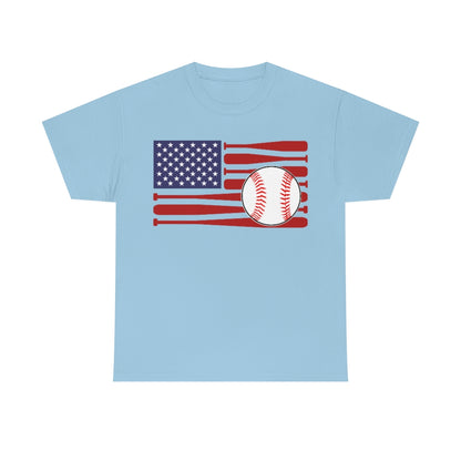 Baseball USA Flag - Unisex Cotton Tee