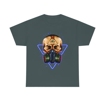 Neon Skull in Gasmask - Unisex Heavy Cotton Tee