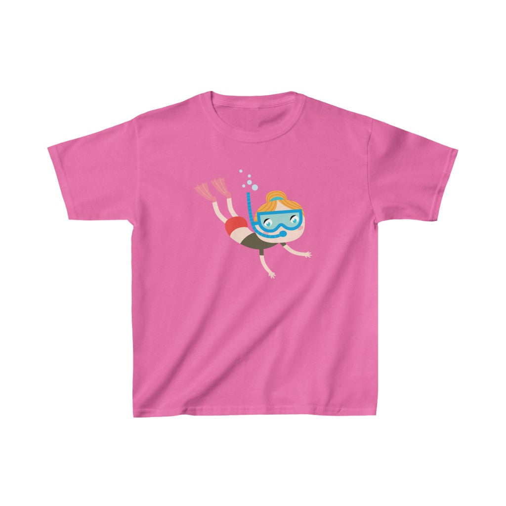 Cartoon Kid Snorkelling - Kids Heavy Cotton™ Tee