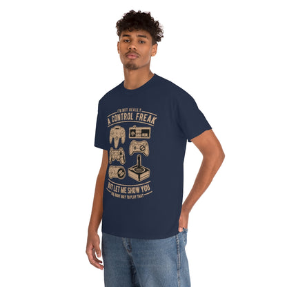 Distressed Retro - Game Control Freak - Unisex Heavy Cotton Tee