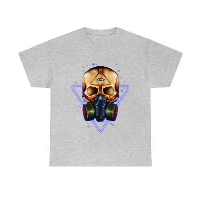 Neon Skull in Gasmask - Unisex Heavy Cotton Tee