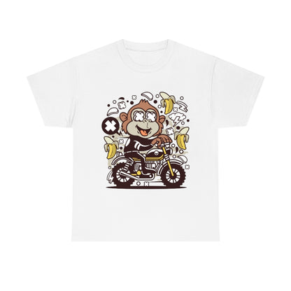 Cartoon Mad Monkey Motocrosser - Unisex Heavy Cotton Tee