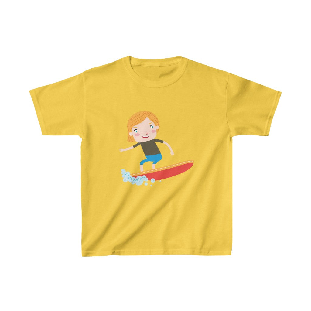 Cartoon Kid Surfing - Kids Heavy Cotton™ Tee