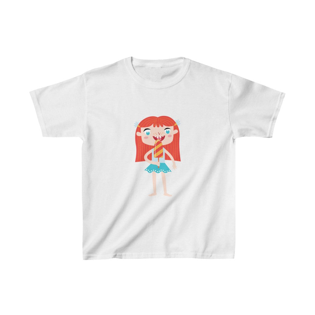 Cartoon Girl with Popsicle - Kids Heavy Cotton™ Tee