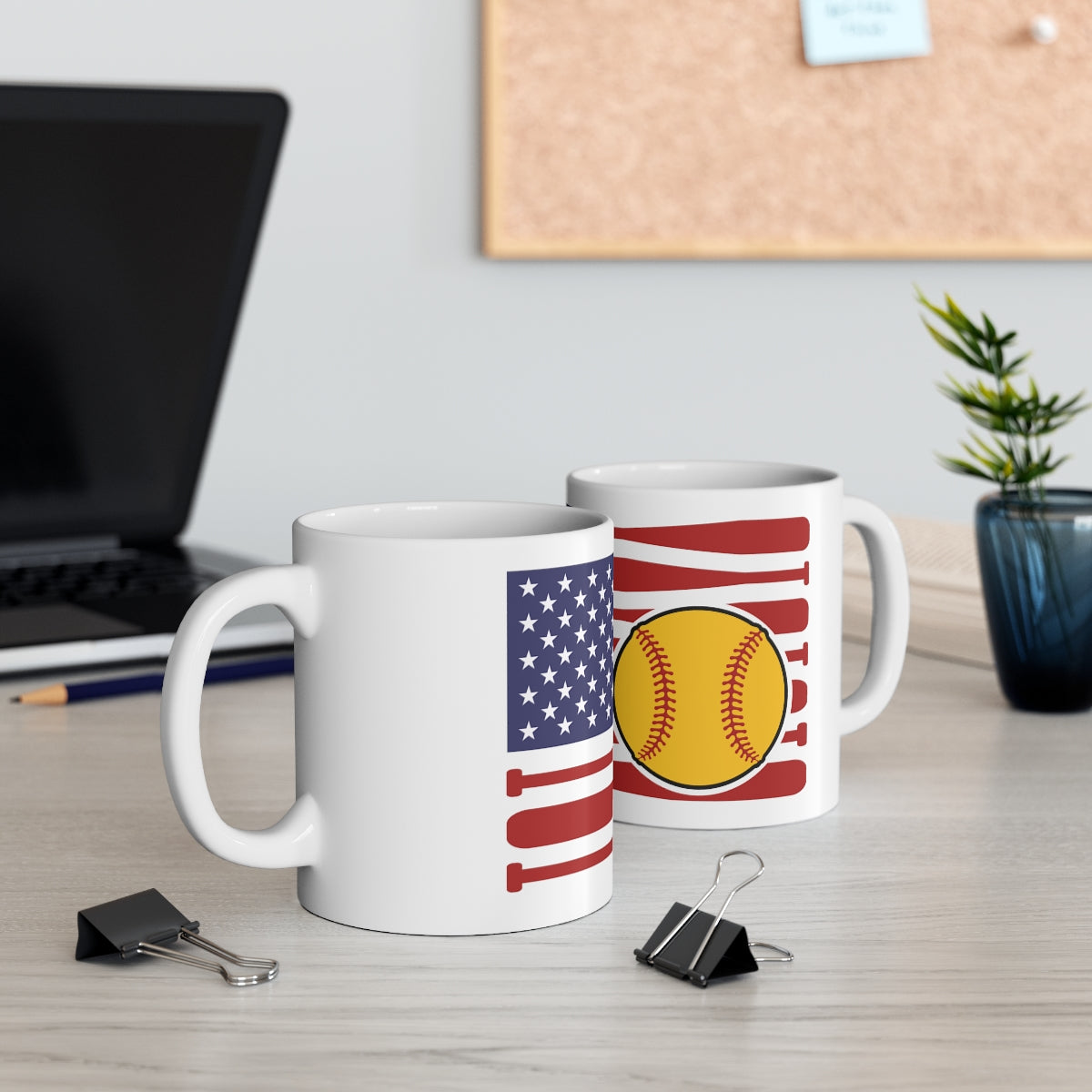 USA Flag Softball - Ceramic Mug 11oz