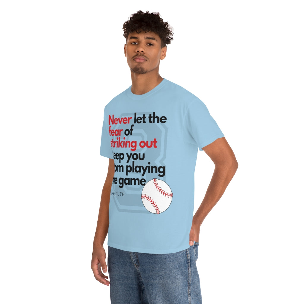 Printify Baseball Quote - Babe Ruth - Don't Let The Fear of Striking Out Keep You from Playing The Game - Unisex Heavy Cotton Tee Sport Grey / S